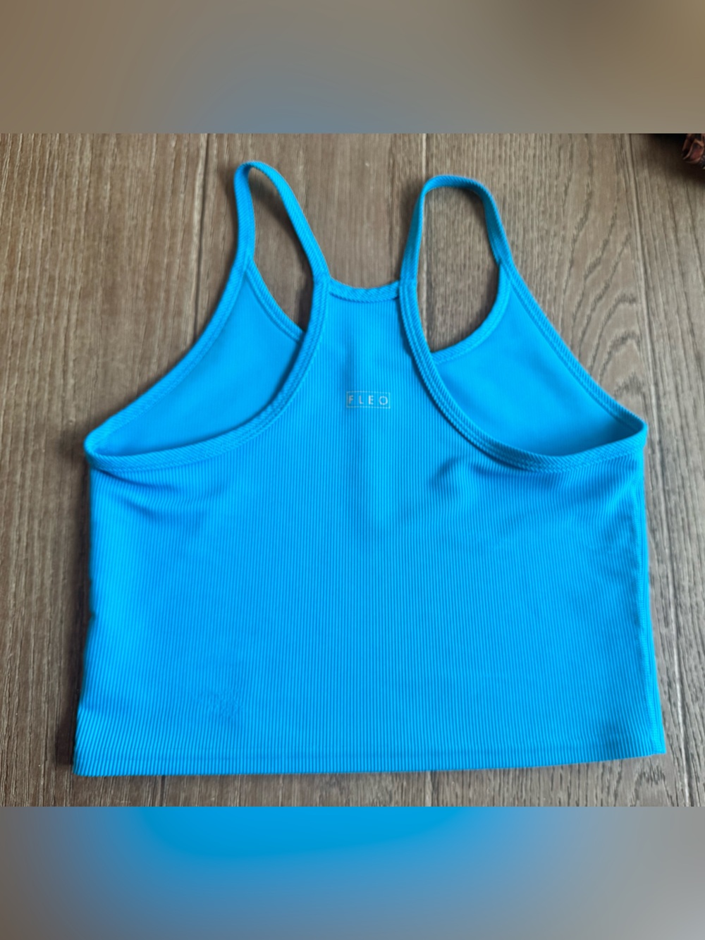 FLEO Blue Ribbed Cropped Tank Top Medium